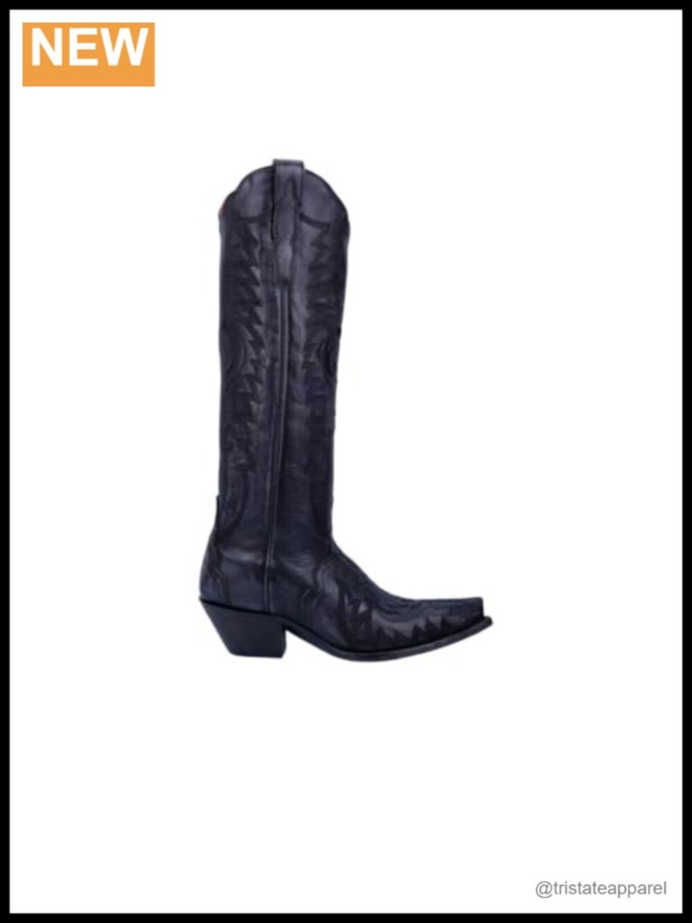 Women's Leather Embroidered Snip Toe Pull-On Boots Knee High Low Heel